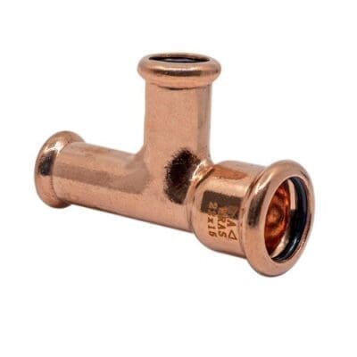 22mm x 15mm x 15mm Copper Press Fit Reducing Tee (M Press)