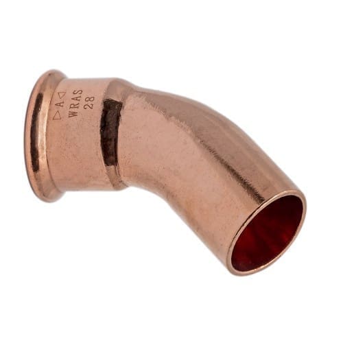 35mm Copper Press Fit 45° Obtuse Street Elbow (M Press)