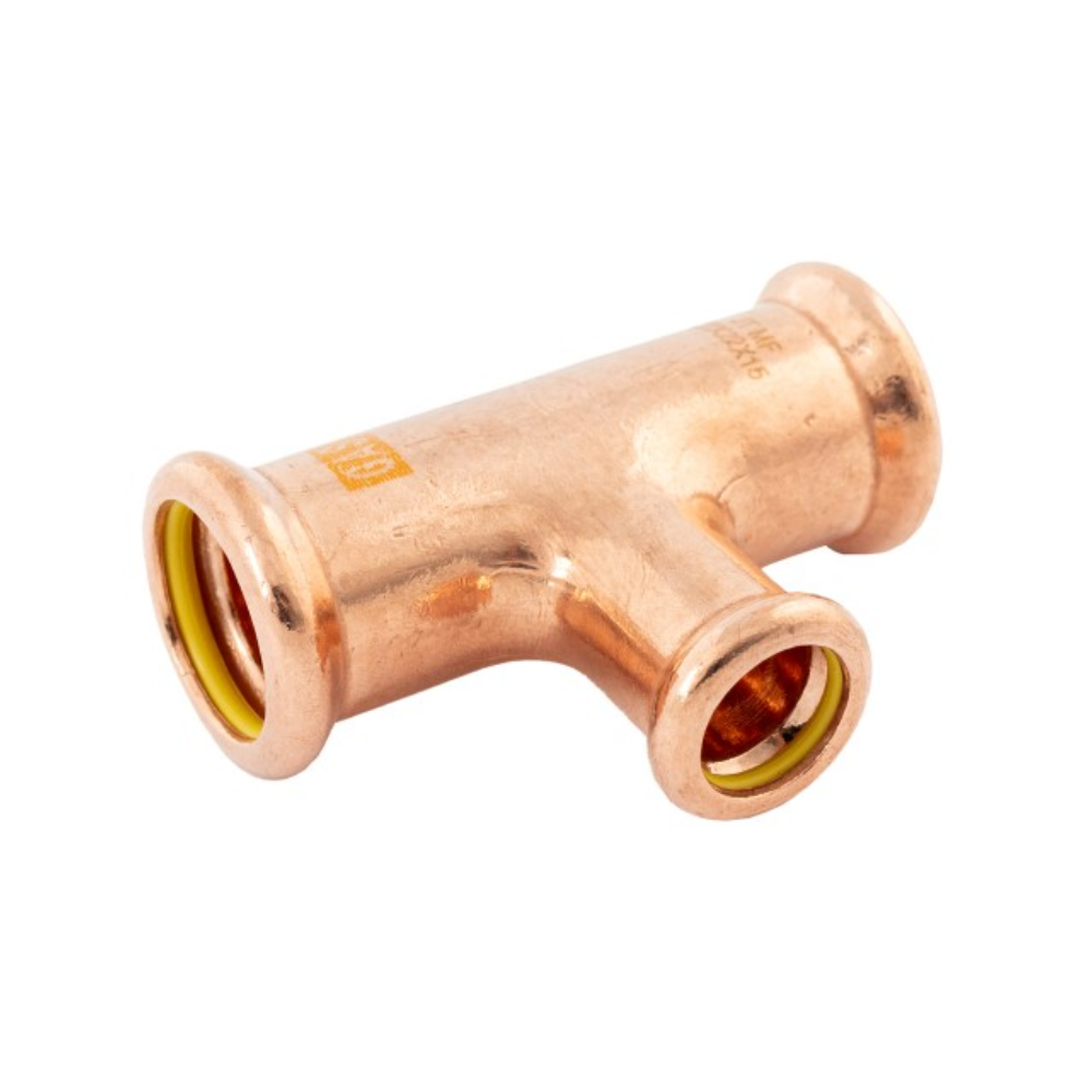 22mm x 22mm x 15mm Gas Copper Press Fit Branch Tee (M Press)