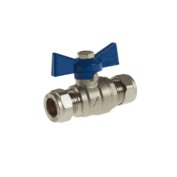 22mm Butterfly Handle Ball Valve (Blue Handle)