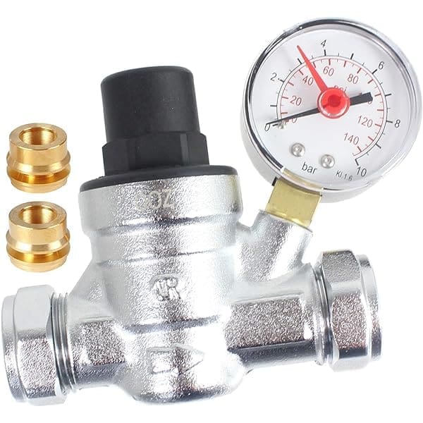 22mm Pressure Reducing Valve c/w Gauge & 15mm Reducers