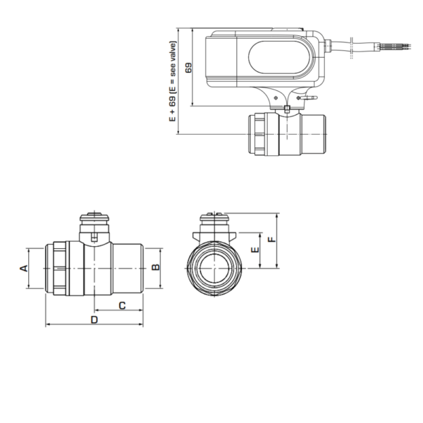 ESBE MBA121 Motorised Zone Valve 3/4″ BSP Female 45 Kvs (43100100) - Image 2