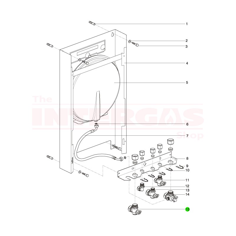 Intergas 22mm Angled Flow Isolation Valve (842267)