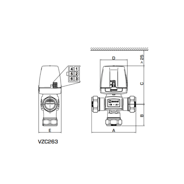 ESBE VZC263 22mm Compression Diverting Valve 4.5 Kvs (43061400) - Image 2