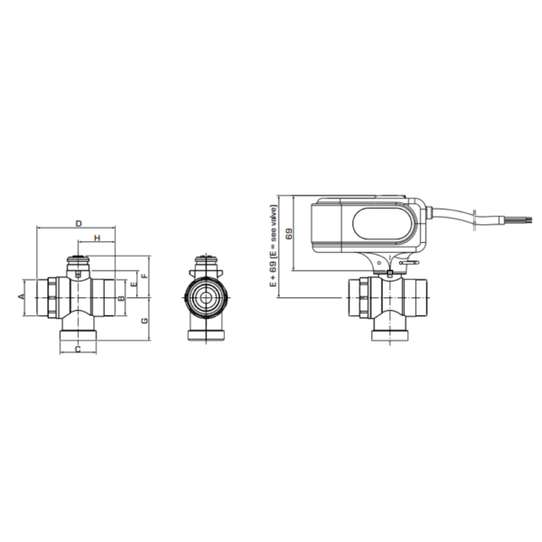 ESBE MBA132 3-Way Diverter Valve 1.25″ BSP Male 11.3 Kvs (43102600) - Image 2