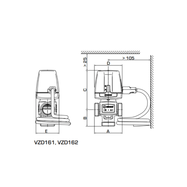 ESBE VZD162 Diverting Valve 3/4" BSP Male 3.5 Kvs (43080300) - Image 2