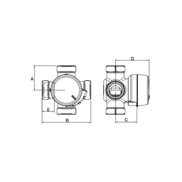 ESBE VRB243 22mm Compression 4-Way Mixing Valve 4 Kvs (11661800) - Image 2