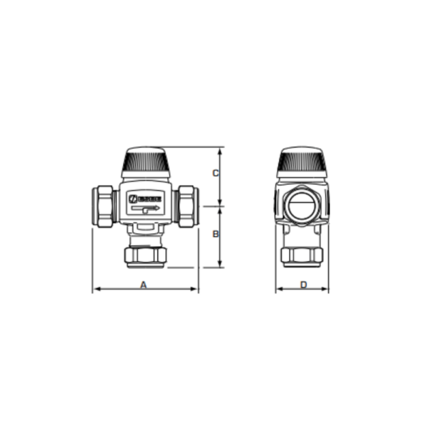 ESBE VTA312 Thermostatic Mixing Valve 1/2" BSP Male 1.2 Kvs (31050200) - Image 2