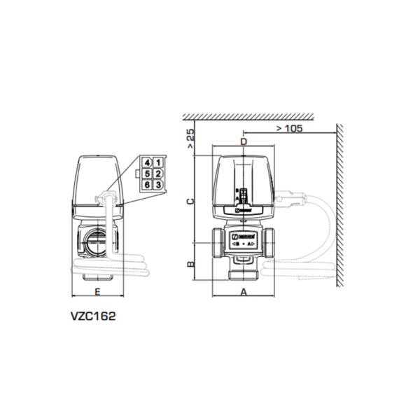 ESBE VZC162 Diverting Valve 3/4" BSP Male 3.5 Kvs (43060600) - Image 2