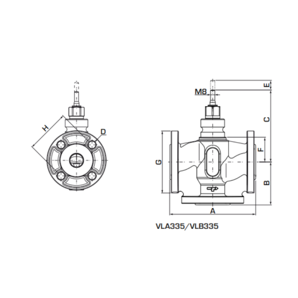 ESBE VLA335 DN15 3-Way Control Valve PN16 Flange 2.5 Kvs (21201000) - Image 2