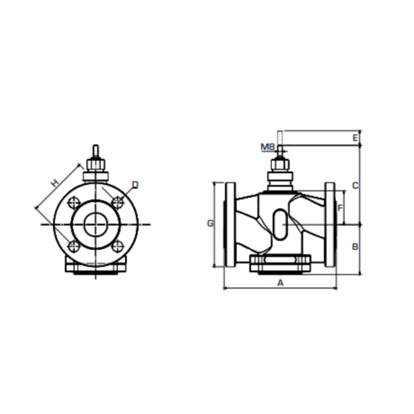 ESBE VLC125 DN15 2-Way Control Valve PN25 Flange 0.4 Kvs (21300200) - Image 2