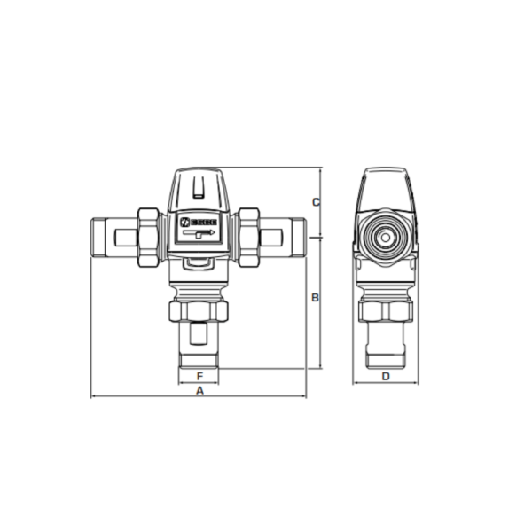 ESBE VTA522 45-65°C Thermostatic Mixing Valve G1 1/4" with Adapter R1" (31621100) - Image 2