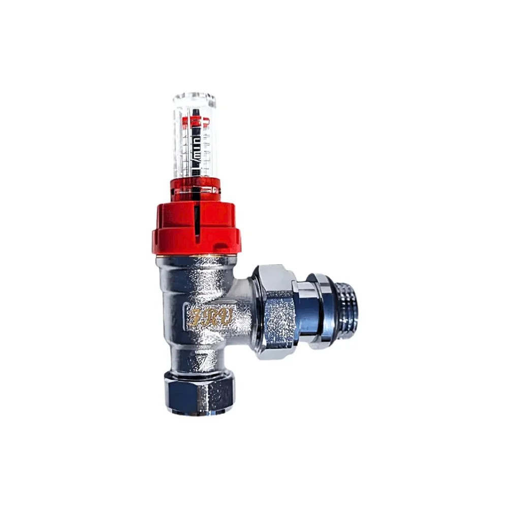 Flow Regulating Valve (FRV) without white cap fitted and showing flow indictaor