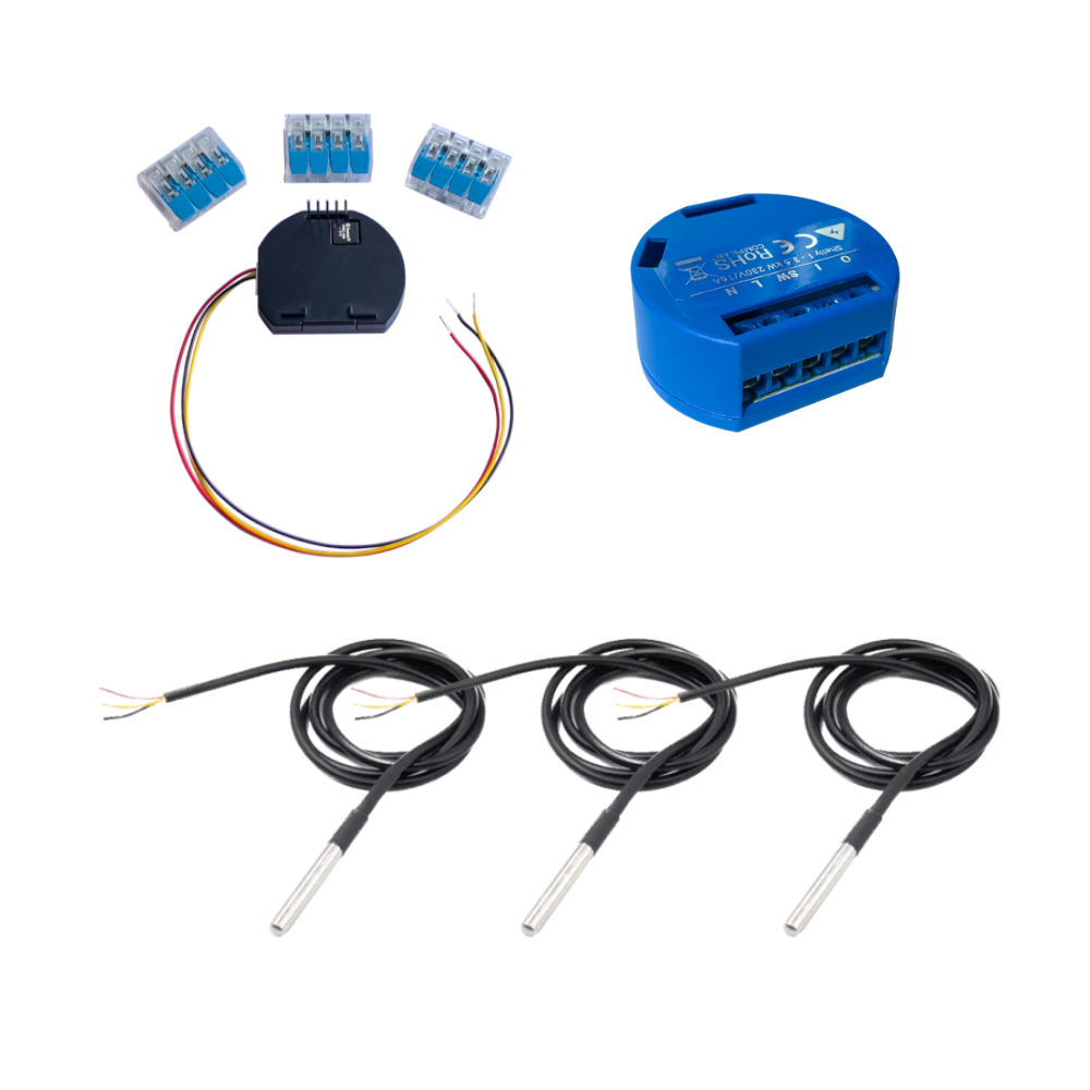 Shelly GEN 1 + Shelly GEN 1/1PM Add-On + 3x DS18B20 Sensors
